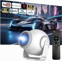 Mini projektorius su 4K ir 8K 1080P Nešiojamasis projektorius su "Android 14" 5G "WiFi 6" ir "Bluetooth 5.4" 270° pasukimo kampu HDMI/USB/DC 8GB atminties Horizontalusis lizdinės plokštumos koregavimas