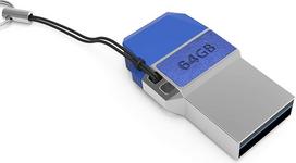 Mini USB C atmintinė Dual 64GB - 2 in 1 funkcija > USB 3.0 ir C tipo < atspari vandeniui, maža ir itin greita - pagaminta iš metalo, idealiai tinka raktų pakabukams - atmintinė USB-C 64GB mėlyna
