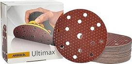 Mirka Ultimax UC61105012 150 mm skersmens švitrinis popierius Velcro 15 skylučių grūdėtumo P120 / pakuotė po 50 vnt. / skirtas 150 mm ekscentrinėms ir šlifavimo mašinoms / minkštos ir kietos medienos, mineralinių medžiagų, kietų senų medžiagų šlifavimui