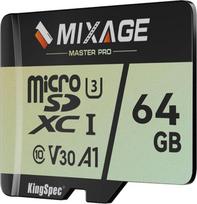 MIXAGE 64GB "MicroSDXC" kortelė UHS-I U3/V30/A1/C10 - 100MB/s skaitymas, 65MB/s rašymas, 4K UHD vaizdo įrašymas - 3D NAND Flash SD atminties kortelė, skirta išmaniesiems telefonams, žaidimų konsolėms, prietaisams ir apsaugos priemonėms