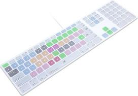 MMDW Avid Media Composer Shortcuts Extended Layout Silikoninė apsauginė klaviatūros oda, skirta Apple iMac G6 aliuminio laidinei klaviatūrai MB110B/B (A1243) Numerinė klaviatūra ES/US versija