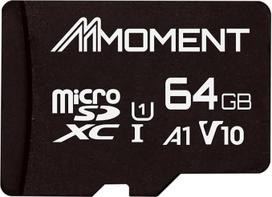 MMOMENT Micro SDHC A1 UHS-I U1 V10 10 klasės kortelė, suderinama su iki 90MB/s skaitymo sparta, pridedamas SD adapteris (64GB, juoda - A1, U1, V10)