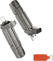 MOVE SPEED 512GB USB C atmintinė - didelės spartos USB atmintinė su 1000MB/s, USB 3.2 Gen2 ir C tipo dviguba, su raktų pakabuku ir odiniu dėklu