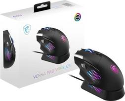 MSI "Versa PRO Wireless + Mouse Dock PRO" žaidimų pelė - įkrovimo dokas, 26000 DPI optinis jutiklis, naudojama dešine ranka, 70 milijonų paspaudimų, 80 valandų baterijos veikimo laikas, 97 g - laidinė / belaidė