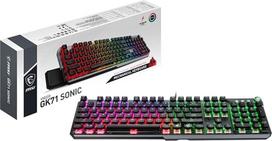MSI "Vigor GK71 Sonic Red FR" mechaninė žaidimų klaviatūra, AZERTY FR, "Sonic Red" jungikliai, "ClearCaps", daugialypės terpės klavišai, ergonomiška riešo atrama, "Mystic Light", USB 2.0, pilno dydžio, juoda