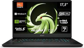 MSI Alpha 17 C7VG-031 žaidimų nešiojamasis kompiuteris, 17,3 colių QHD, 240 Hz, "AMD Ryzen 9 7945HX", 32GB DDR5-5200, 1 TB SSD, "NVIDIA GeForce RTX 4070", "Windows 11 Home", QWERTZ klaviatūra, juodas