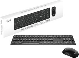 MSI Forge K210 belaidė kombinuotoji klaviatūra, QWERTZ, DE išdėstymas + pelės paketas - žirkliniai jungikliai, žemo profilio, 2,4 GHz, 120 valandų, įkraunama, pelė, optinis jutiklis su subalansuotu 1600 DPI