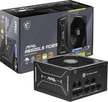 MSI MAG A650GLS PCIE5 visiškai modulinis kompaktiškas žaidimų maitinimo šaltinis, 650 W, 80+ Gold, ATX 3.1 ir PCIe 5.1 paruoštas, dviejų tonų 12V-2x6 kabelis, mažo triukšmo, reljefinio apvalkalo kabelis, 10 metų garantija