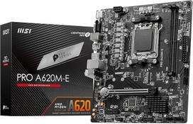 MSI PRO A620M-E pagrindinė plokštė Micro-ATX - palaiko "AMD Ryzen 7000" serijos procesorius, AM5 - "DDR5 Memory Boost 6400+MHz/OC", 1 x PCIe 4.0 x16, 1 x M.2 Gen4