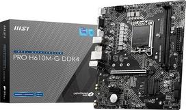 MSI PRO H610M-G DDR4 pagrindinė plokštė, Micro-ATX - palaiko 12 kartos "Intel Core" procesorius, LGA 1700, 2 x DIMM (3200 MHz), 1 x PCIe 4.0 x16 lizdas, 1 x M.2 Gen3, "Intel" 1G LAN, HDMI 2.1, DP 1.4 ir VGA