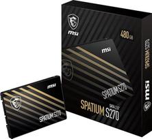 MSI SPATIUM S270 SSD 480GB - SATA 3 2,5" kietasis diskas, 500MB/s skaitymo ir 450MB/s rašymo greitis, 3D NAND, integruota duomenų apsauga, centras - 5 metų kokybės (250TBW)