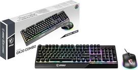 MSI Vigor GK30 IT pusiau mechaninė žaidimų klaviatūra su RGB LED apšvietimu "Mystic Light" multimedijos klaviatūra su sparčiaisiais klavišais + pelė Viso dydžio juoda