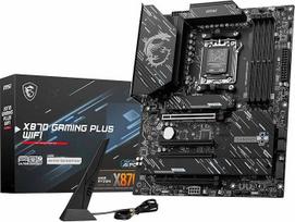 MSI X870 Gaming Plus WiFi pagrindinė plokštė, ATX - palaiko AMD Ryzen 9000/8000/7000 procesorius, AM5-14+2+1 Duet Rail sistema, DDR5 8200+MT/s (OC), PCIe 5.0 x16 ir 4.0 x16, M.2 Gen5, "Wi-Fi 7", 5G LAN LAN