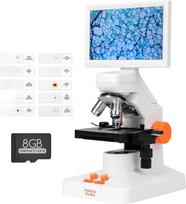 MT3-4 USB skaitmeninis mikroskopas vaikams, suaugusiesiems, 1200x profesionalus biologinis mikroskopas su 7 colių 1080P ekranu, judančiu staliniu matuokliu, 5MP, skirtas mokykloms, laboratorijoms