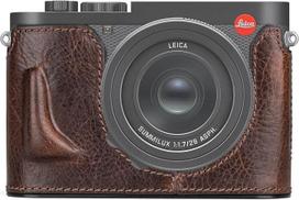 MUZIRI KINOKOO dėklas "Leica Q3 Q3 43", viršutinio sluoksnio natūralios odos dėklas "Leica Q3/Q3 43 Half Case", aukščiausios kokybės versija su apatine skyle, skirta akimirksniu pasiekti akumuliatorių - kava