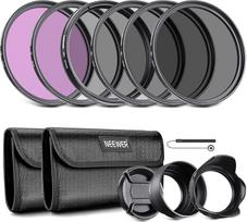 Neewer 52MM objektyvo filtrų rinkinys: UV, CPL, FLD, ND2, ND4, ND8 ir objektyvo gaubtas, objektyvo dangtelis, skirtas NIKON D7100 D7000 D5200 D5100 D5000 D3100 D3000 D90DSLR fotoaparatams