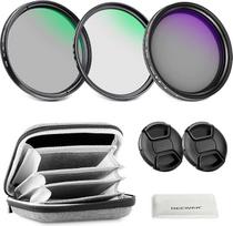 NEEWER 58 mm kintamo ND + CPL + UV filtrų rinkinys, 3 vnt., daugiasluoksnis pilkos spalvos filtras (ND2-400), žiedinis poliarizacinis filtras, fotoaparato objektyvo poliarizacinis filtras, nuotraukų priedai su nešiojimo krepšiu, objektyvo dangteliais