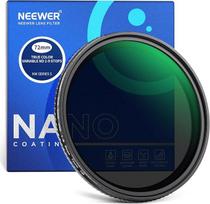 NEEWER 72 mm tikrų spalvų kintamas ND filtras ND2-ND400, kieto sustojimo neutralaus tankio filtras su daugiasluoksniu dengtu optiniu HD stiklo priedu / aliuminio rėmeliu
