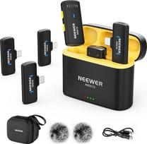 NEEWER belaidė Lavalier mikrofono sistema, suderinama su "iPhone" "Android" telefonu, kompiuteriu, nešiojamuoju kompiuteriu, planšetiniu kompiuteriu, mini mikrofono rinkinys su 2 USB C siųstuvais / imtuvais / OTG adapteriu, juoda, KM20