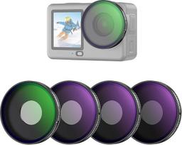 NEEWER CPL + ND filtrų rinkinys, suderinamas tik su "DJI Osmo Action 6", 4 filtrų pakuotė ND8/16/32, reguliuojamas žiedinis poliarizacinis filtras, pilkas filtras, prisukamas daugiasluoksnis veiksmo kamerų priedų rinkinys, FL-B100