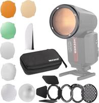 NEEWER CRM2 magnetinių priedų rinkinys apvaliai blykstės galvutei Z1-C/N/S、Z2-C/N/S/F、Z2Pro-C/N/S/F, suderinamas su "Godox V1 Speedlites", apima 14 dalių blykstės valdymo modifikatoriaus difuzoriaus adapterį