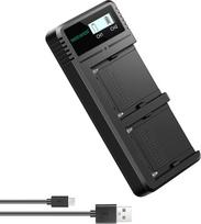 NEEWER Dvigubas USB įkroviklis, suderinamas su "Sony NP-F970 NP-F970 NP-F960 NP-F950 NP-F930 NP-F770 NP-F750 NP-F570 NP-F550 fotoaparato baterija, greitasis įkroviklis su LCD ekranu, universalios įkrovimo parinktys
