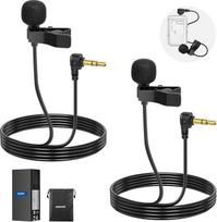 NEEWER Mini Lavalier mikrofonas, 2 vnt., 2 m ilgio laidinis kondensatoriaus mikrofonas su 3,5 mm TRS jungtimi, suderinamas su DJI Mic 2 DJI Mic Rode Wireless Go II NEEWER CM28 CM31 kamera, LM5