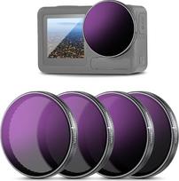 NEEWER ND/PL filtrų rinkinys, suderinamas su "DJI Osmo Action 3/4/5 Pro", 4 ND8/PL+ND16/PL+ND32/PL+ND64/PL pilkųjų filtrų rinkinys, daugiasluoksnis dengtas optinis HD stiklas, FL-A77