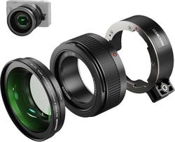 NEEWER plačiakampio objektyvas, suderinamas su "Sony ZV-1 II" (ZV-1 M2), 2 in 1 HD 18 mm plačiakampio + 10x papildomas makroobjektyvas su prailginimo vamzdeliu, bajonetinė jungtis, fotoaparato fotografijos priedai, LS-86