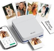 Nelko nuotraukų spausdintuvas PP01 Spalvotas nešiojamasis mini nuotraukų spausdintuvas išmaniesiems telefonams su 20 fotopopierių, rašalinių lipdukų spausdintuvas, lipnios atgalinės nuotraukos "iOS" ir "Android", įdomi redagavimo programa, kreminės baltos
