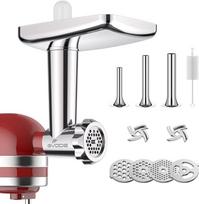 Nerūdijančio plieno mėsmalės priedas "Kitchenaid" priedams, aukštos kokybės nerūdijančio plieno mėsmalė "Kitchen Aid" priedų rinkiniui su 3 dešrų įdaro ragais, 2 šlifavimo ašmenimis, 5 šlifavimo įrankiais.