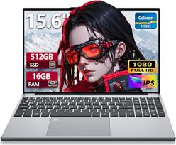 Nešiojamasis 15,6 colių 16GB DDR4 RAM 512GB SSD Celeron N5095 procesorius (4C/4T, iki 2,9 Hz) FHD (16GB RAM M+512GB SSD)