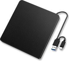 Nešiojamasis išorinis DVD diskas, 2 in 1 USB 3.0 ir C tipo CD/DVD-RW įrašymo įrenginys, suderinamas su "MacBook", "Dell XPS", "Surface Book", "ASUS Zenbook" (juodas)