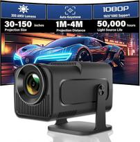 Nešiojamasis projektorius su "WiFi" ir "Bluetooth" - 1920 x 1080P ir 300 ANSI, "Android 11" vaizdo projektorius, automatinis geometrijos korekcija, reguliuojamas stovas namų kinui, kino teatrui ir lauke