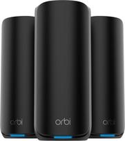 NETGEAR Orbi Series 870 | Mesh WiFi-7 sistema | RBE873B | Mesh WiFi 7 maršrutizatorius ir 2 palydovai | Iki 21Gbps | Aprėptis 600 m² | 150 įrenginių | 10GB interneto prievadas | Trijuostis BE21000 | 3 pakuotės juodos spalvos