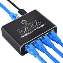 NEUTYPECHIC LAN skirstytuvas nuo 1 iki 4, 1000Mbps Gigabit Ethernet skirstytuvas LAN jungiklis su 4 prievadais, RJ45 tinklo jungikliai su C tipo jungtimi, skirti kompiuteriui, nešiojamajam kompiuteriui, jungikliui, maršrutizatoriui, tinklo lizdui, TV dėžu