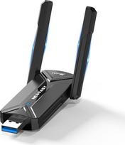 NEWFAST USB WLAN atmintinė kompiuteriui, 6500Mbps WLAN adapteris su 2 x 5dBi didelio stiprumo antenomis, trijų dažnių (6GHz/5GHz/2,4GHz) "WiFi 7" adapteris, daugialypis, stabilus signalas, mažas vėlavimas, WPA3, MU-MIMO, skirtas tik "Windows 11/10