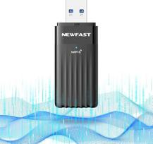 NEWFAST USB 3.0 WLAN atmintinė kompiuteriui,3000Mbps WiFi adapteris kompiuteriui,Dviejų dažnių (5GHz/2.4GHz) belaidžio ryšio raktas,WPA3丨MU-MIMO丨Įmontuotos 5dBi antenos丨Mažas vėlavimas,WiFi 6 adapteris tik Windows 11/10