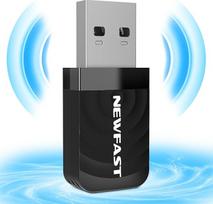 NEWFAST WLAN adapteris, 1300Mbps WLAN adapteris kompiuteriui, dviejų dažnių (5GHz/2,4GHz) WiFi Dongle su CD tvarkykle, USB 3.0, MU-MIMO, tik Windows 10/11/7/8/8.1, Mac OS 10.9-10.15