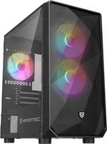 Nfortec - DYS PC Gaming Mini Towe (MATX) korpusas, 3 x 120 mm ARGB ventiliatoriai, tinklelio formos priekis, šabloninis šonas, juodas