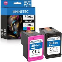 NINETEC 304 XL juodos ir spalvotos rašalo kasetės, skirtos HP 304 spausdintuvams, pakeičiančios HP 304 XL 304XL kasetes, skirtas "DeskJet 2600 2620 2622 2630 3720 3730 3750 3760 3762 Envy 5010 5020 5030 5032
