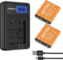 NP-45 NP-45A NP-45B NP-45S suderinamas akumuliatorių rinkinys (2 x 1200 mAh) su 1 lizdo įkrovikliu ir USB-C kabeliu, tinka "Olympus Li-40B Li-42B", "Nikon EN-EL10", "Fujifilm INSTAX Mini 90/FinePix XP20 XP80