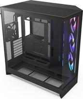 NZXT H9 Flow RGB (2025) - Didelė dviejų kamerų ATX Mid-Tower kompiuterio dėžė su 1 x 420 mm RGB ventiliatoriumi ir 1 x 120 mm ventiliatoriumi - 420 mm radiatoriaus palaikymas - grūdintas stiklas - juoda