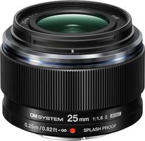 OM SYSTEM M.Zuiko skaitmeninis 25 mm F1.8 II objektyvas su fiksuotu židinio nuotoliu, skirtas "Micro Four Thirds" sistemos fotoaparatams (Olympus OM-D ir Pen, Panasonic G serija), atsparus dulkėms ir purslams, juodas