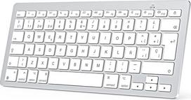 OMOTON "Bluetooth" klaviatūra "Mac", belaidė klaviatūra "Apple MacBook Pro 13 14 16 / Air / Mini", "iMac", "iMac Pro", "Mini", ispaniškas QWERTY išdėstymas, 2 x AAA baterija, specialus dizainas "Mac", sidabrinė
