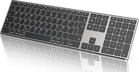 OMOTON aliuminio "Bluetooth" klaviatūra, belaidė QWERTY klaviatūra su metaliniu korpusu (suderinama su "MacBook Air/MacBook Pro/iMac/Mac Pro"), įkraunama, ergonomiška, tylus rašymas