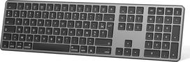 OMOTON belaidė "Mac" skirta "Bluetooth" klaviatūra, prancūziška AZERTY klaviatūra, įkraunamas daugiafunkcis įrenginys su 3 "Bluetooth" kanalais, skirtas "Apple MacBook Pro/Air", "Mac Pro/Mini", "iMac Pro", tamsiai pilka