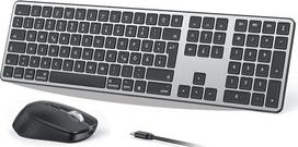 OMOTON belaidės klaviatūros ir pelės rinkinys "MacBook Air/MacBook Pro/iMac/iMac Pro/Mac Mini", "Bluetooth" belaidė klaviatūra QWERTZ su įkraunama pele, daugialypė, ergonomiška, tylus rašymas, vokiškas išdėstymas