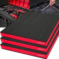 ONREVA įrankių dėžės putplastis, 3 pakuotės 18" x 12" x 2" putplasčio įdėklai lagaminui, polietileno lapai įrankių dėžei, įrankių šešėlio įdėklas, Kaizen organizatoriaus lapas