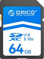 ORICO 64GB SD kortelė UHS-I C10 U3 V30 "Full HD 4K" iki 100MB/s skaitymo greičio SDXC atminties kortelė, skirta "Canon", "Nikon", "Sony", "Fujifilm" DSLR fotoaparatams ir veidrodiniams fotoaparatams - SD30